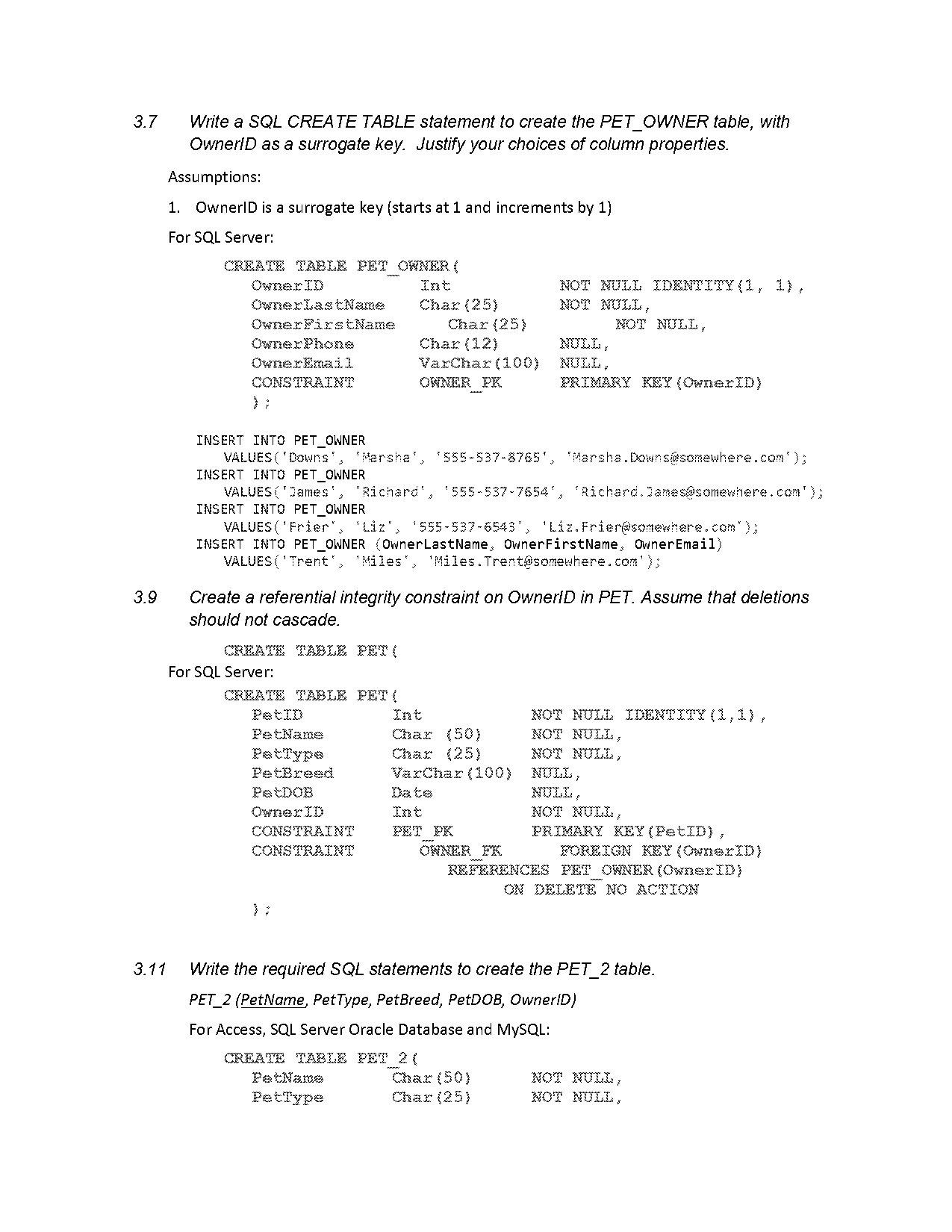 sql statement for not null